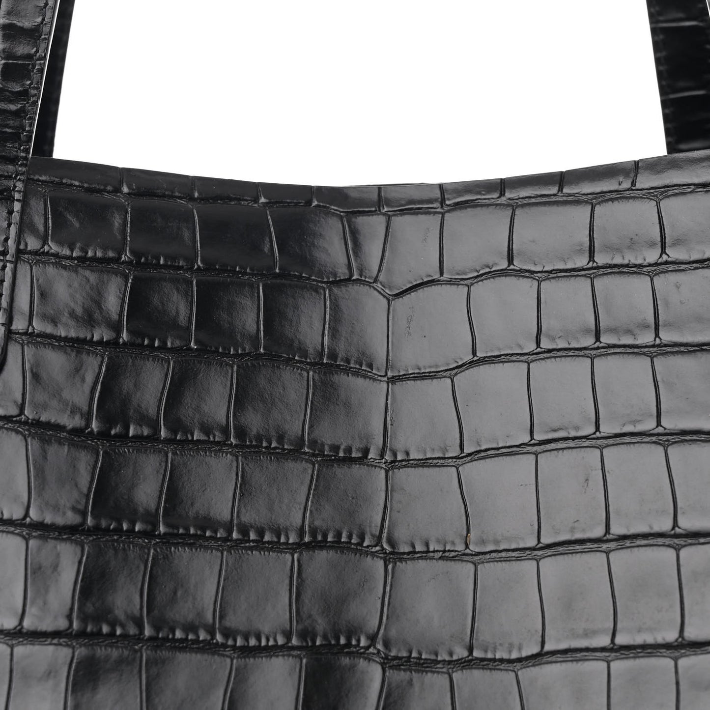 Calfskin Crocodile Embossed Large Shopping Tote Black
