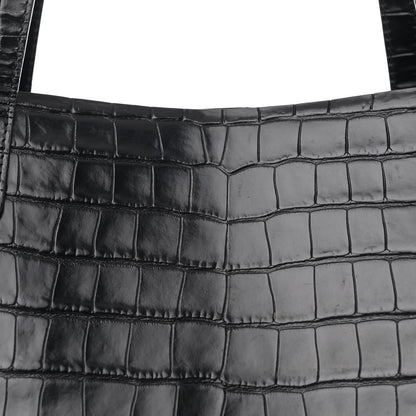 Mansur Gavriel Calfskin Crocodile Embossed Large Shopping Tote Black 9 of 12