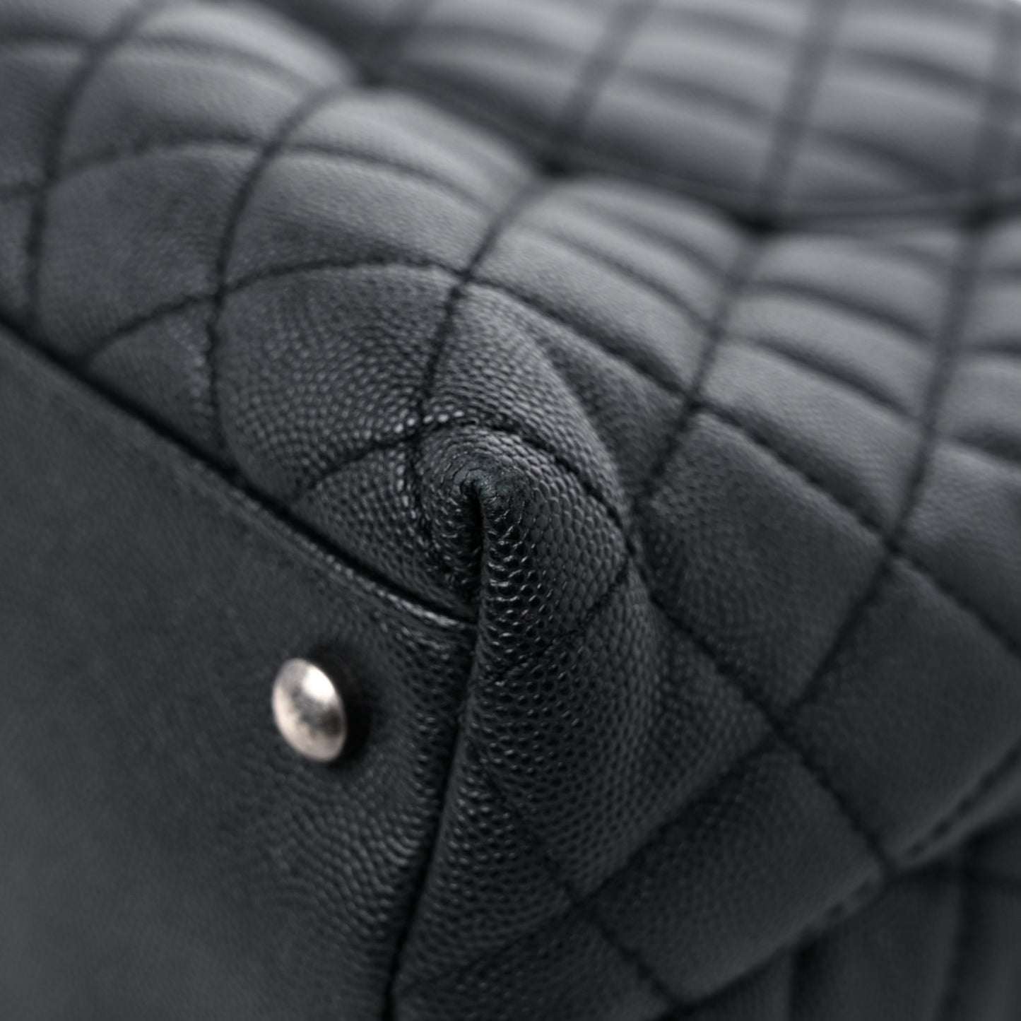 Caviar Lizard Quilted Large Coco Handle Flap Black