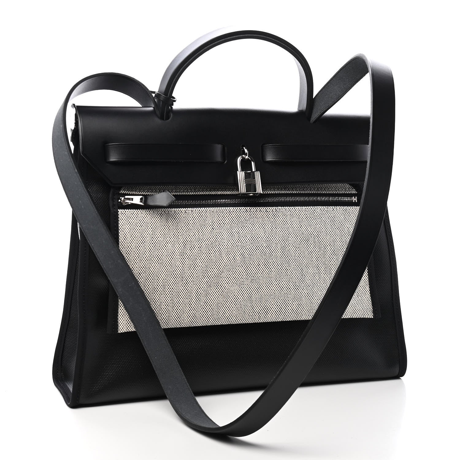 Hermes Toile H Berline Vache Hunter Herbag Zip PM 31 Black Ecru 3 of 10