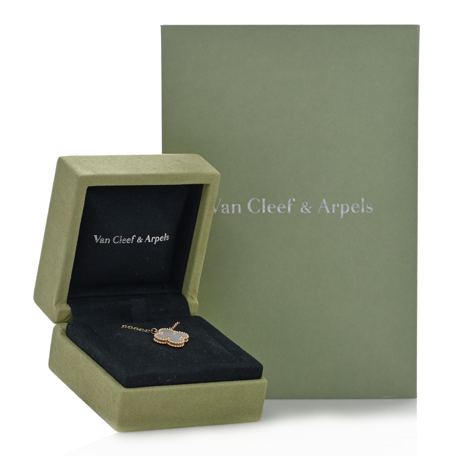 Van Cleef & Arpels 18K Yellow Gold Mother of Pearl Vintage Alhambra Pendant Necklace 5 of 5