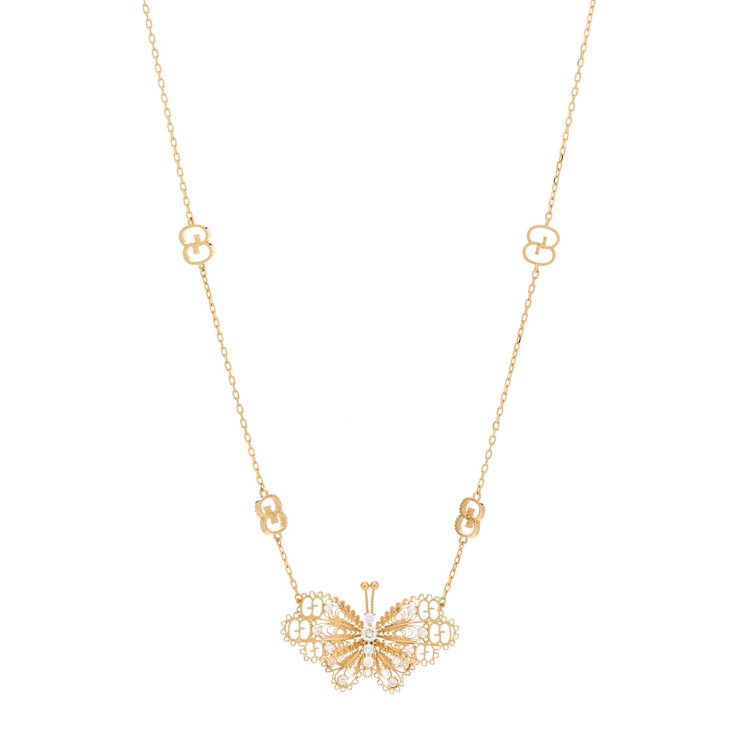 18K Yellow Gold Diamond Le Marche Des Merveilles Butterfly Necklace