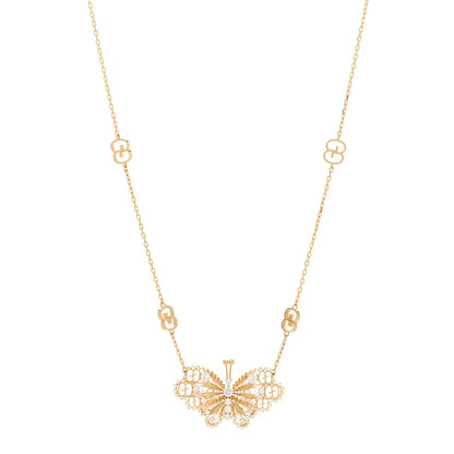 Gucci 18K Yellow Gold Diamond Le Marche Des Merveilles Butterfly Necklace 1 of 5