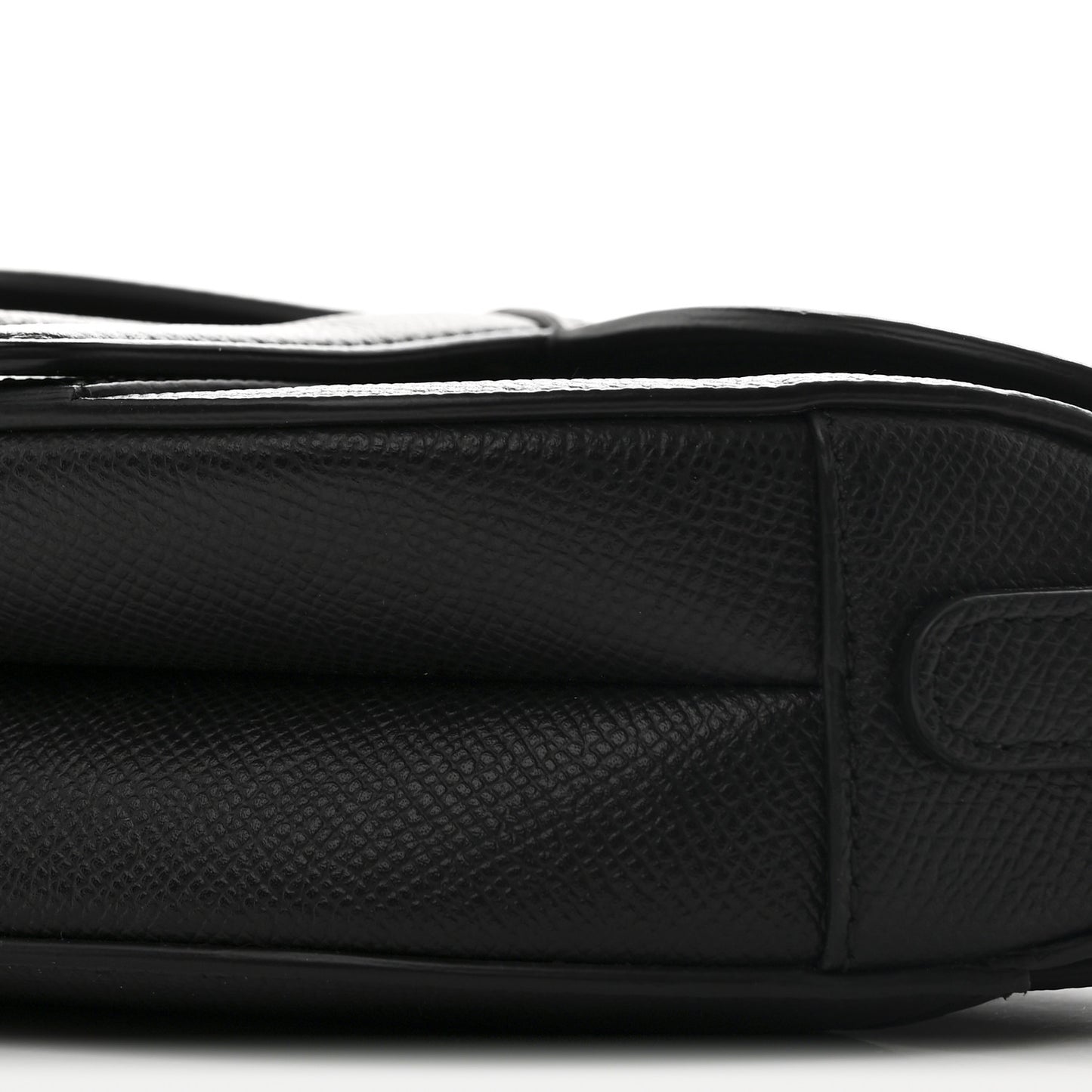 Grained Calfskin Mini Saddle Bag With Strap Black