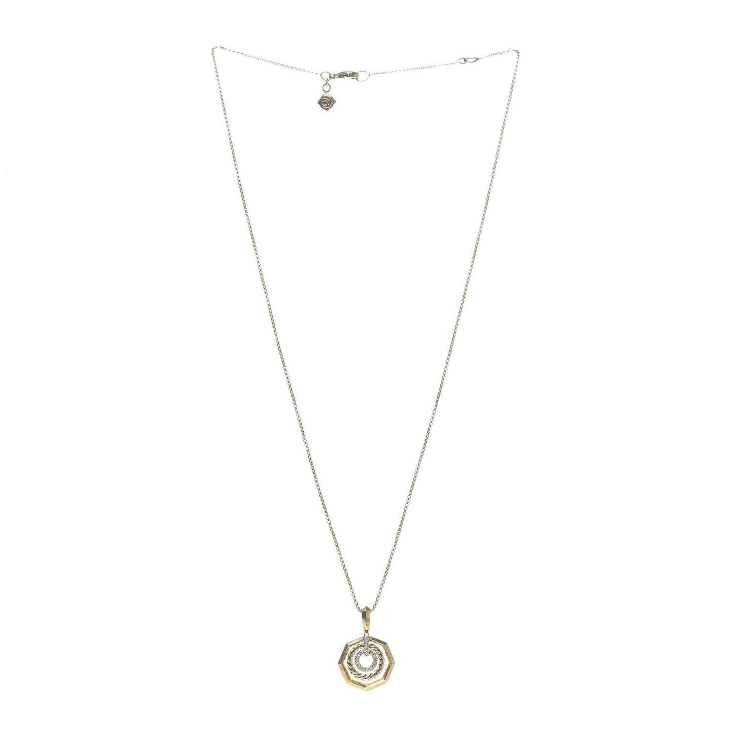 18K Yellow Gold Diamond 16mm Stax Pendant Necklace