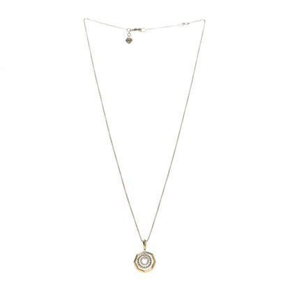 David Yurman 18K Yellow Gold Diamond 16mm Stax Pendant Necklace 3 of 5