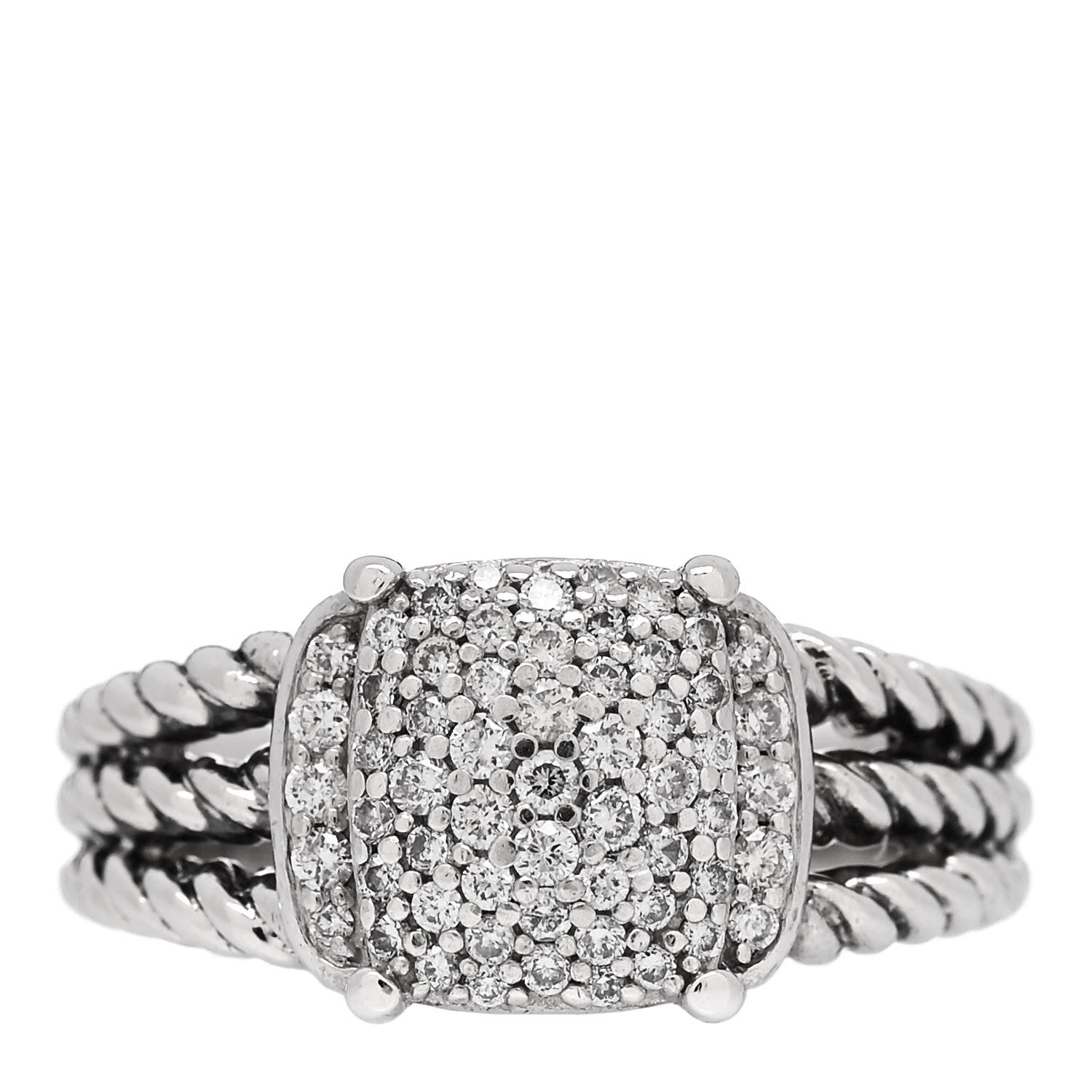 David Yurman Sterling Silver Diamond 10mm Petite Wheaton Ring 54 6.75 1 of 4