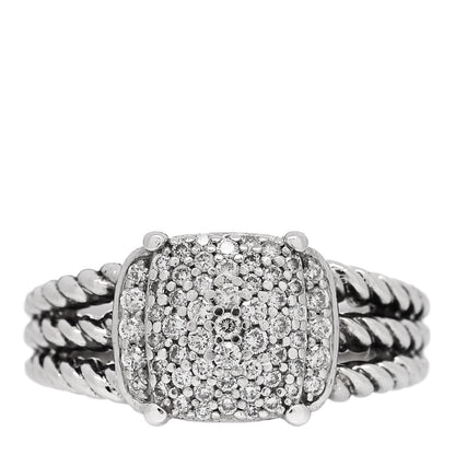 David Yurman Sterling Silver Diamond 10mm Petite Wheaton Ring 54 6.75 1 of 4