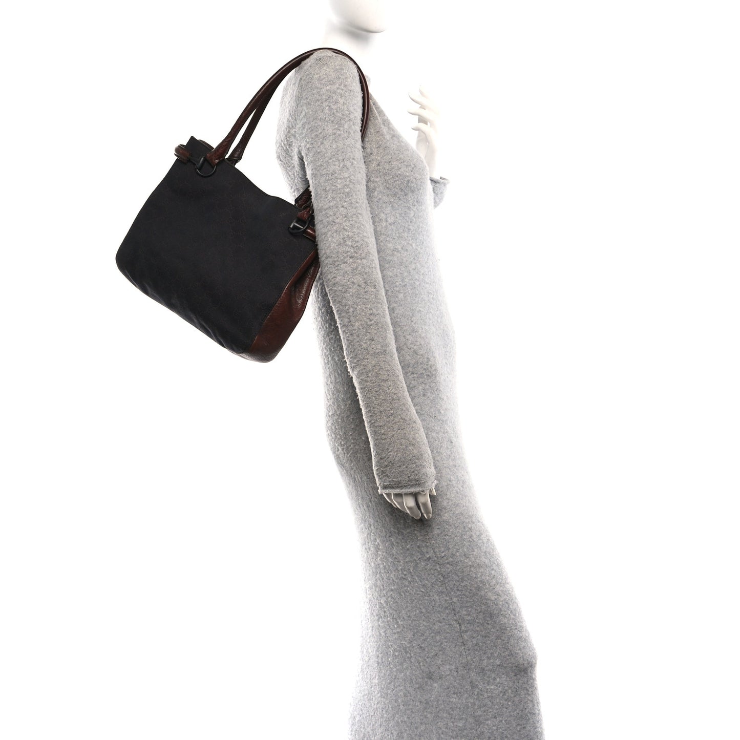 Monogram Denim GG Shoulder Bag Black Brown