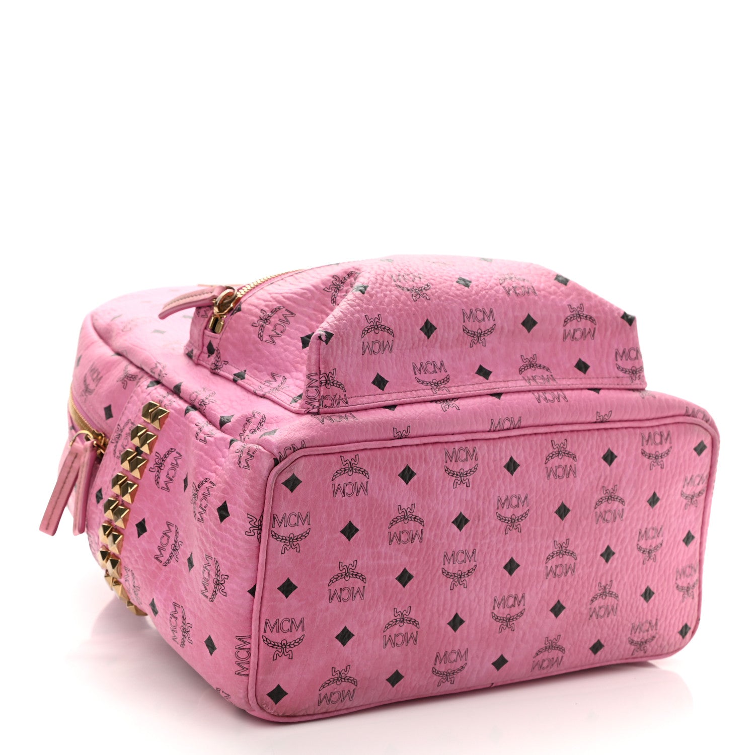 MCM Visetos Medium Side Studs Stark Backpack Pink 4 of 12
