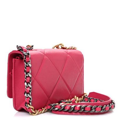 Chanel Shiny Goatskin Quilted Chanel 19 Wallet On Chain WOC Pink 3 of 11
