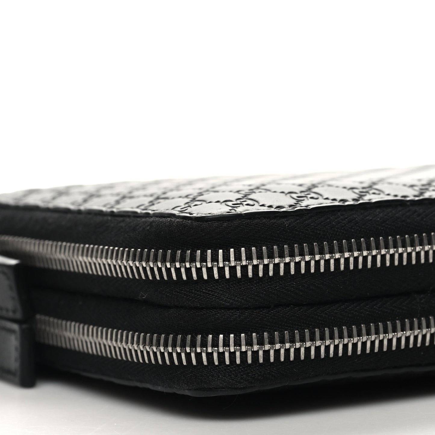 Microguccissima Zip Around Top Handle Travel Wallet Black
