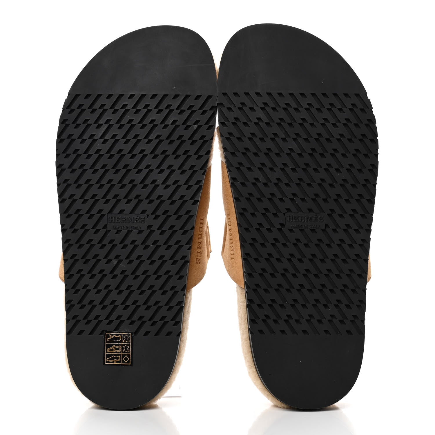 Hermes Suede Goatskin Woolskin Womens Chypre Sandals 40 Golden Beige 4 of 4