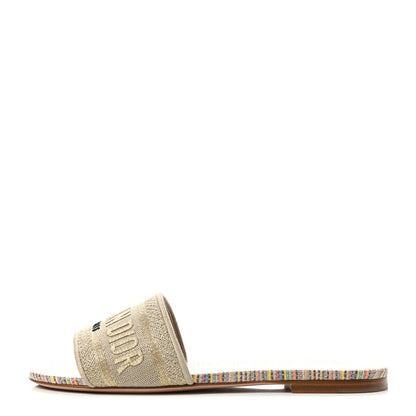 Christian Dior Lurex Romance Embroidered Dway Mules Slide Sandals 37 Metal Multicolor 1 of 8