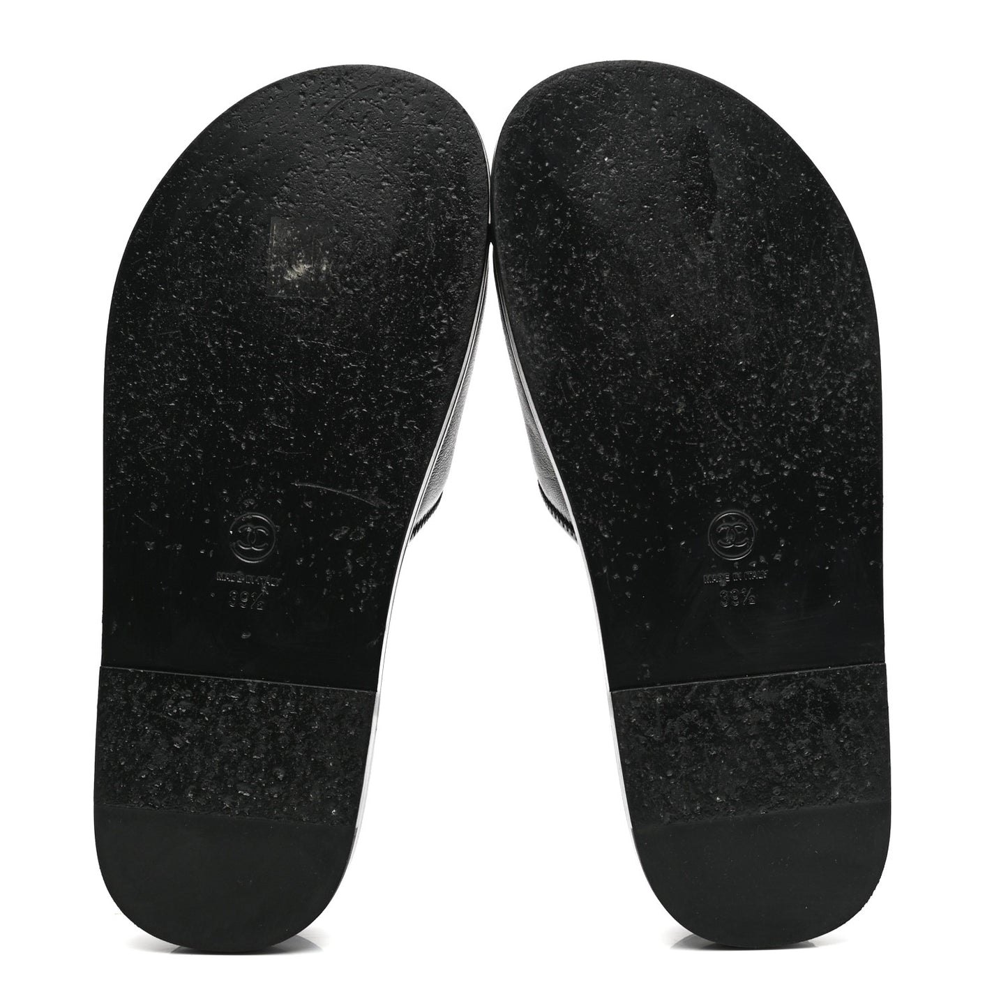 Lambskin Cha-Nel Mule Sandals 39.5 Black Multicolor