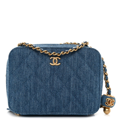 Chanel Denim Quilted CC Pearl Crush Camera Case Blue 1 of 10