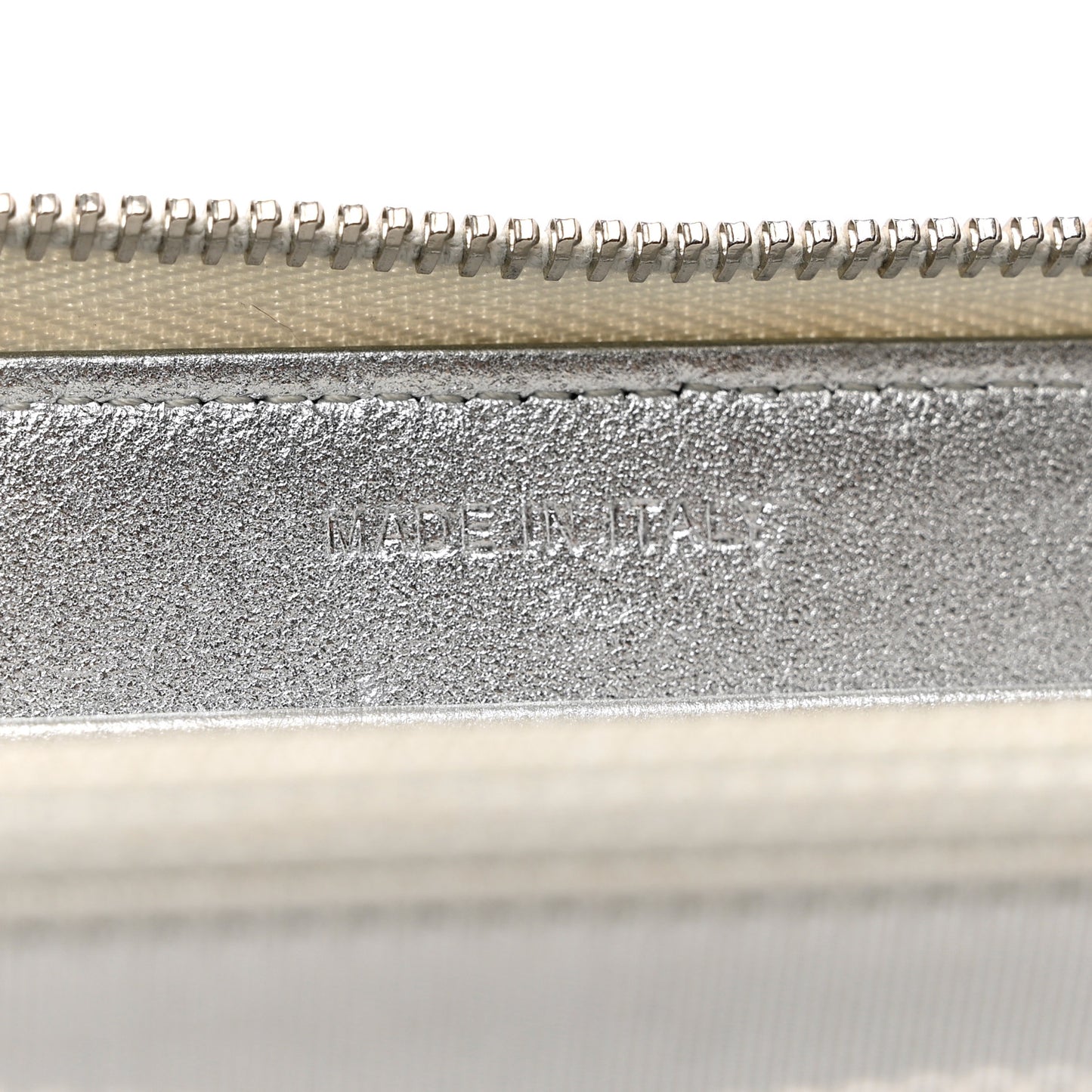 Metallic Lambskin Quilted Large Gusset Zip Around Wallet Silver