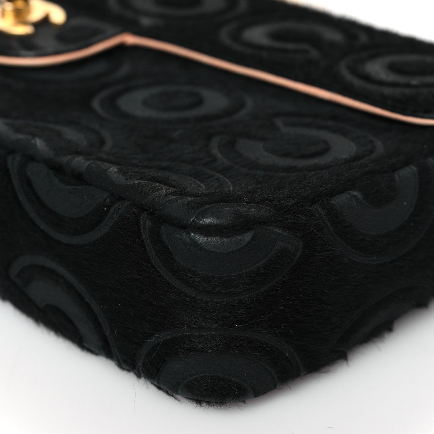 Pony Hair CocoDouble East West Flap Black Rose