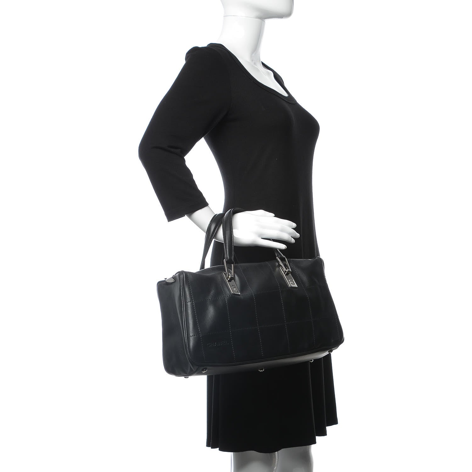 Chanel Lambskin Square Stitched Large Tote Black 2 of 9