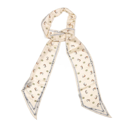 Gucci Silk Twill GG Horseshoe Print Twill Scarf Ivory 1 of 5