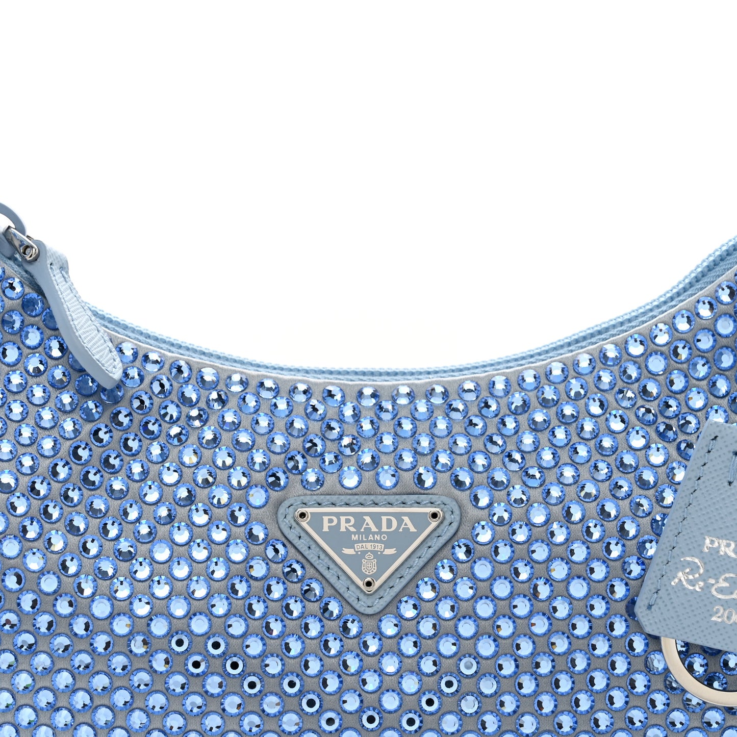 Satin Crystal Mini Re-Edition 2000 Bag Celeste