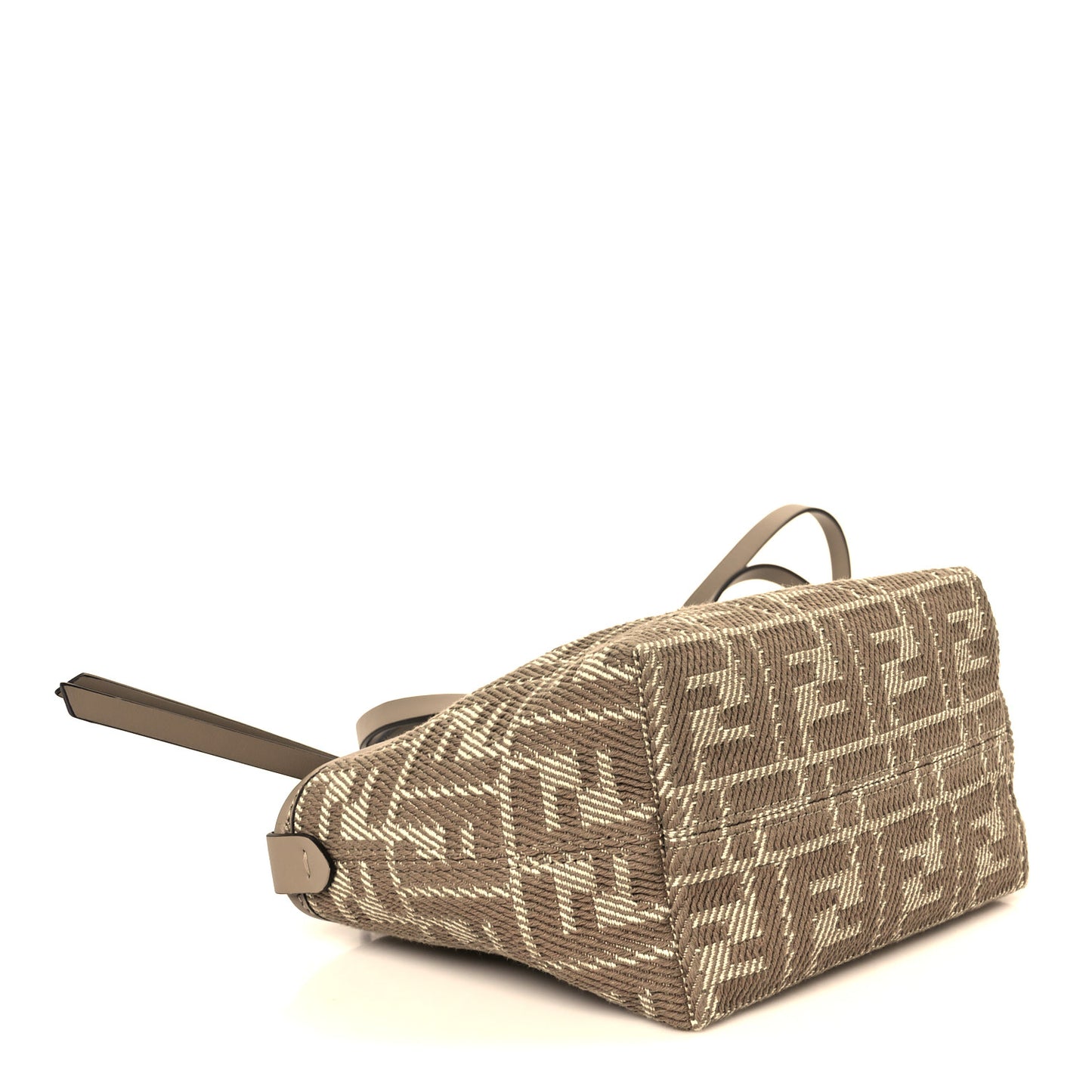 Denim Jacquard FF Effect Vitello Grace Mini Roll Tote Dove White Dove