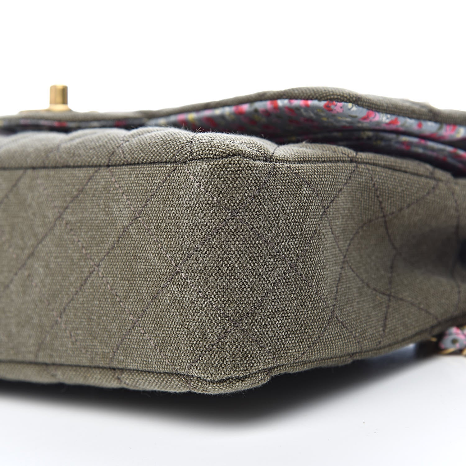 Chanel Toile Quilted Medium Cuba Double Flap Khaki 9 of 11