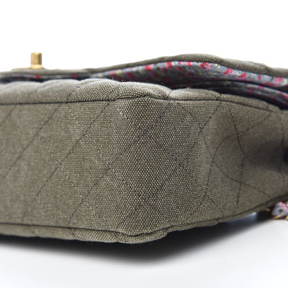 Chanel Toile Quilted Medium Cuba Double Flap Khaki 9 of 11