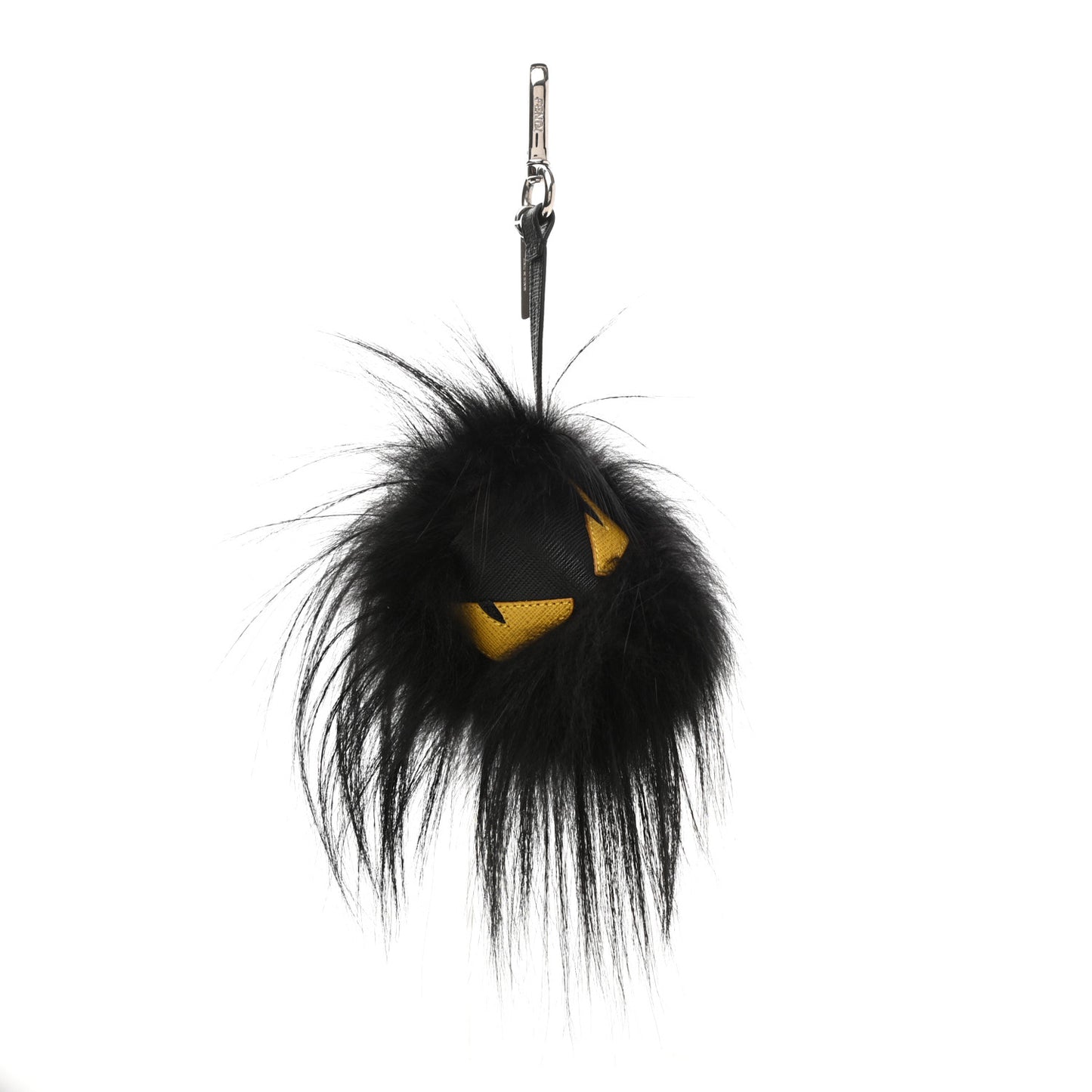 Vitello Elite Fox Fur Fusto Monster Bag Bug Charm Black Yellow