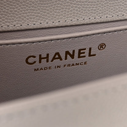 Chanel Caviar Chevron Quilted Medium Boy Flap Grey 6 of 12
