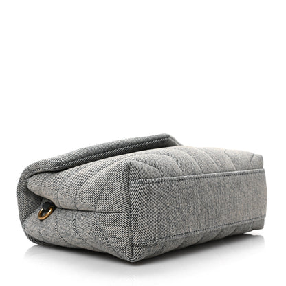 Saint Laurent Denim Y Quilted Monogram Toy Loulou Crossbody Bag Grey 4 of 8