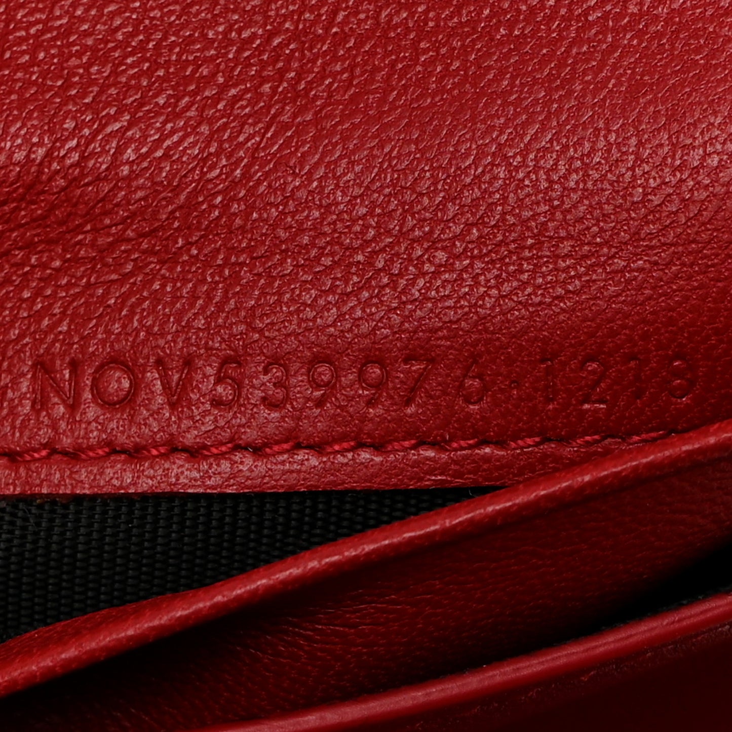 Lambskin Matelasse Monogram Vicky Tri-Fold Wallet Rouge Eros