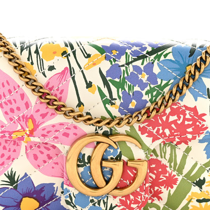 Gucci X KEN SCOTT Calfskin Matelasse Floral Print Super Mini GG Marmont Shoulder Bag Ivory Pink 8 of 12
