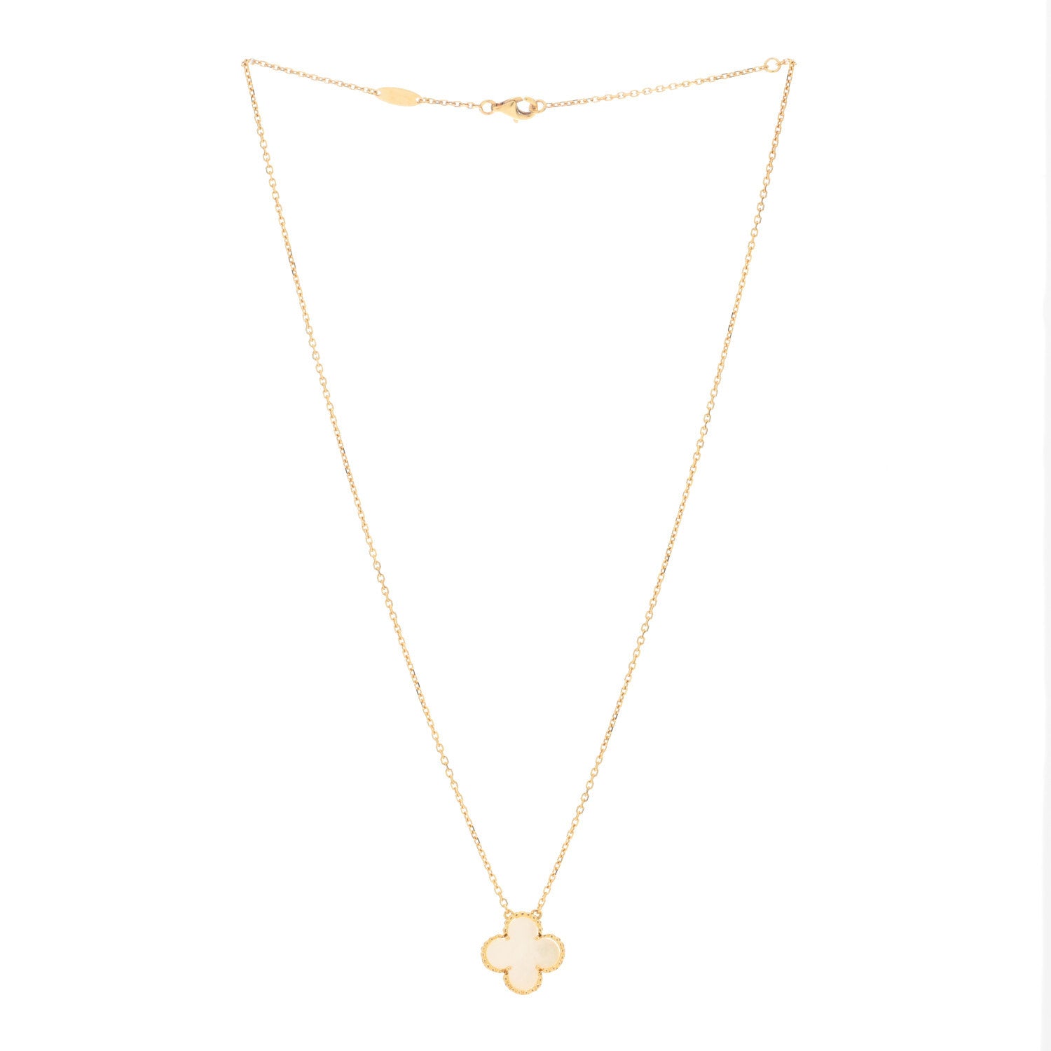Van Cleef & Arpels 18K Yellow Gold Mother of Pearl Vintage Alhambra Pendant Necklace 3 of 3