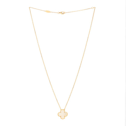 Van Cleef & Arpels 18K Yellow Gold Mother of Pearl Vintage Alhambra Pendant Necklace 3 of 3