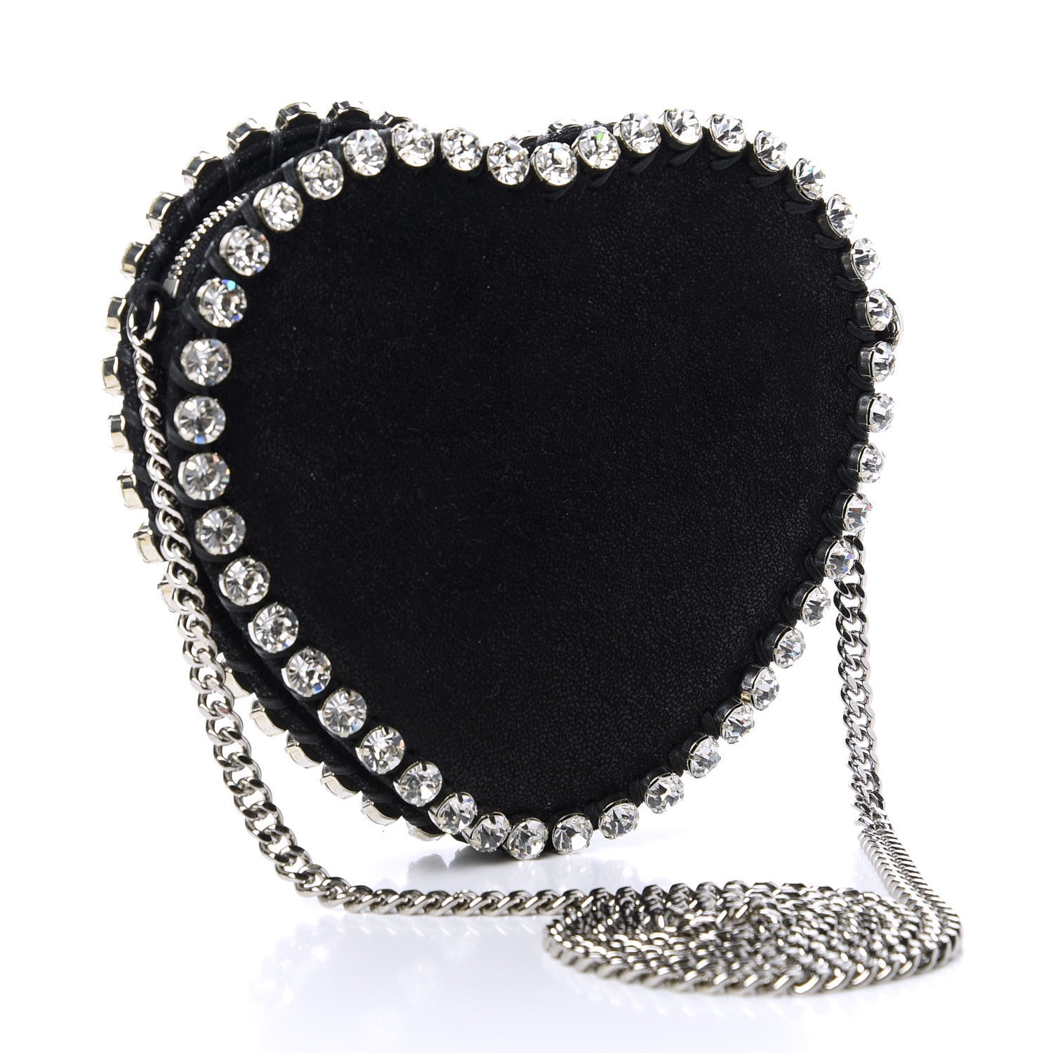 Stella McCartney Shaggy Deer Crystal Falabella Heart Crossbody Bag Black 3 of 9