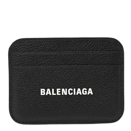 Balenciaga Grained Calfskin Logo Cash Rounded Card Holder Black White 1 of 8