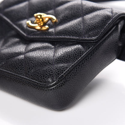 Chanel Caviar Quilted Flap Belt Bag Clutch Navy 10 of 13