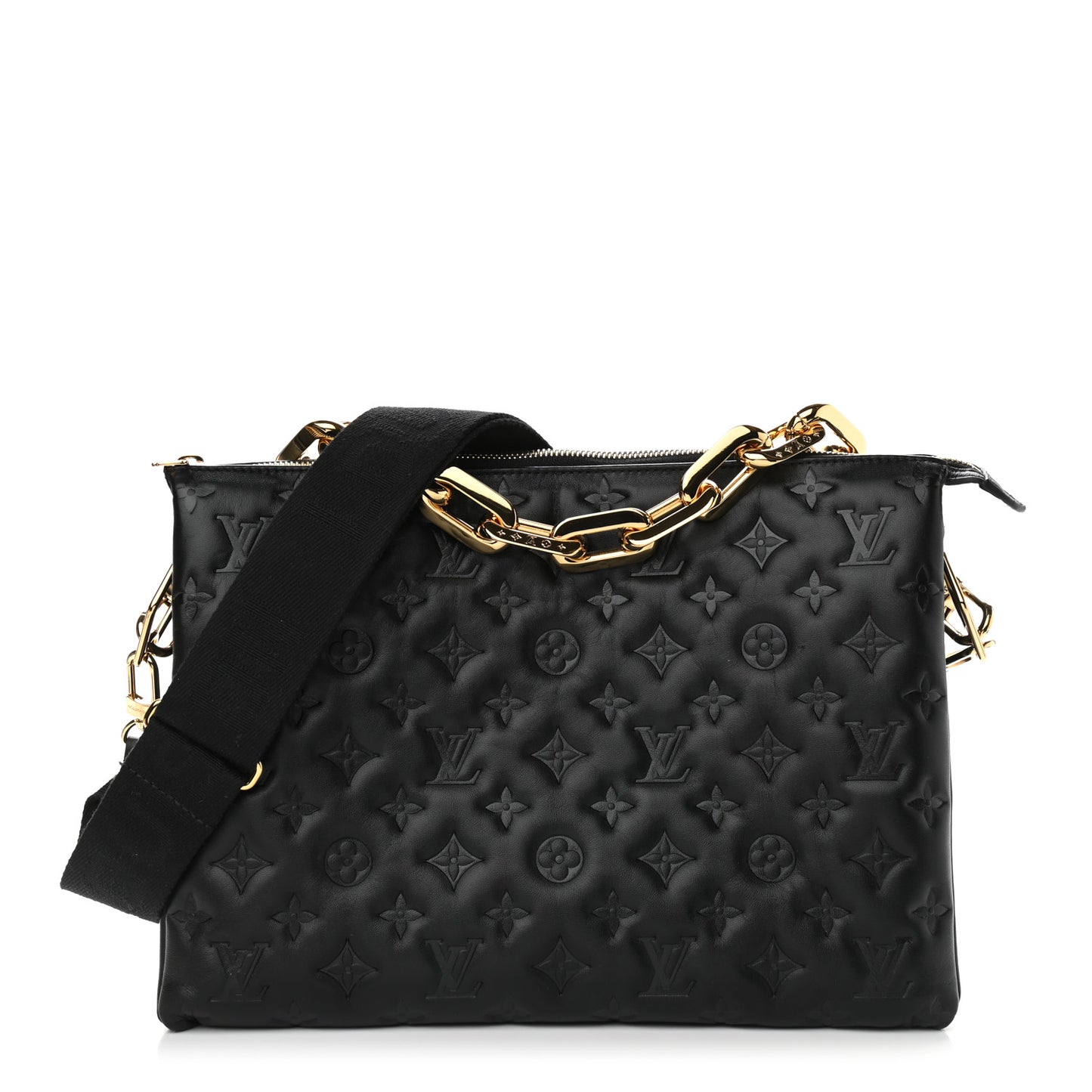 Lambskin Embossed Monogram Coussin MM Black