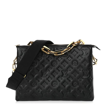 Louis Vuitton Lambskin Embossed Monogram Coussin MM Black 1 of 8