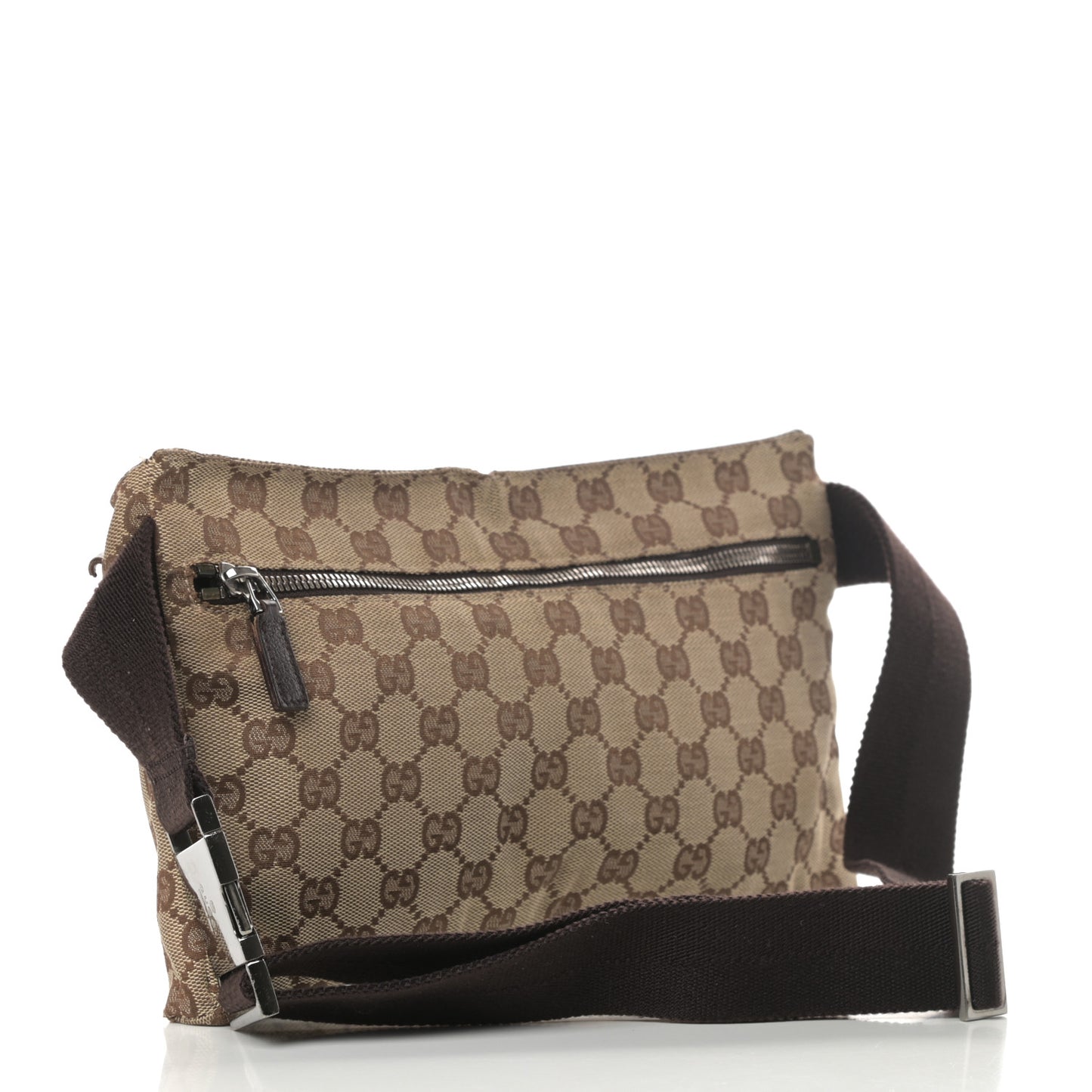 GG Monogram Double Pocket Belt Bag Dark Brown