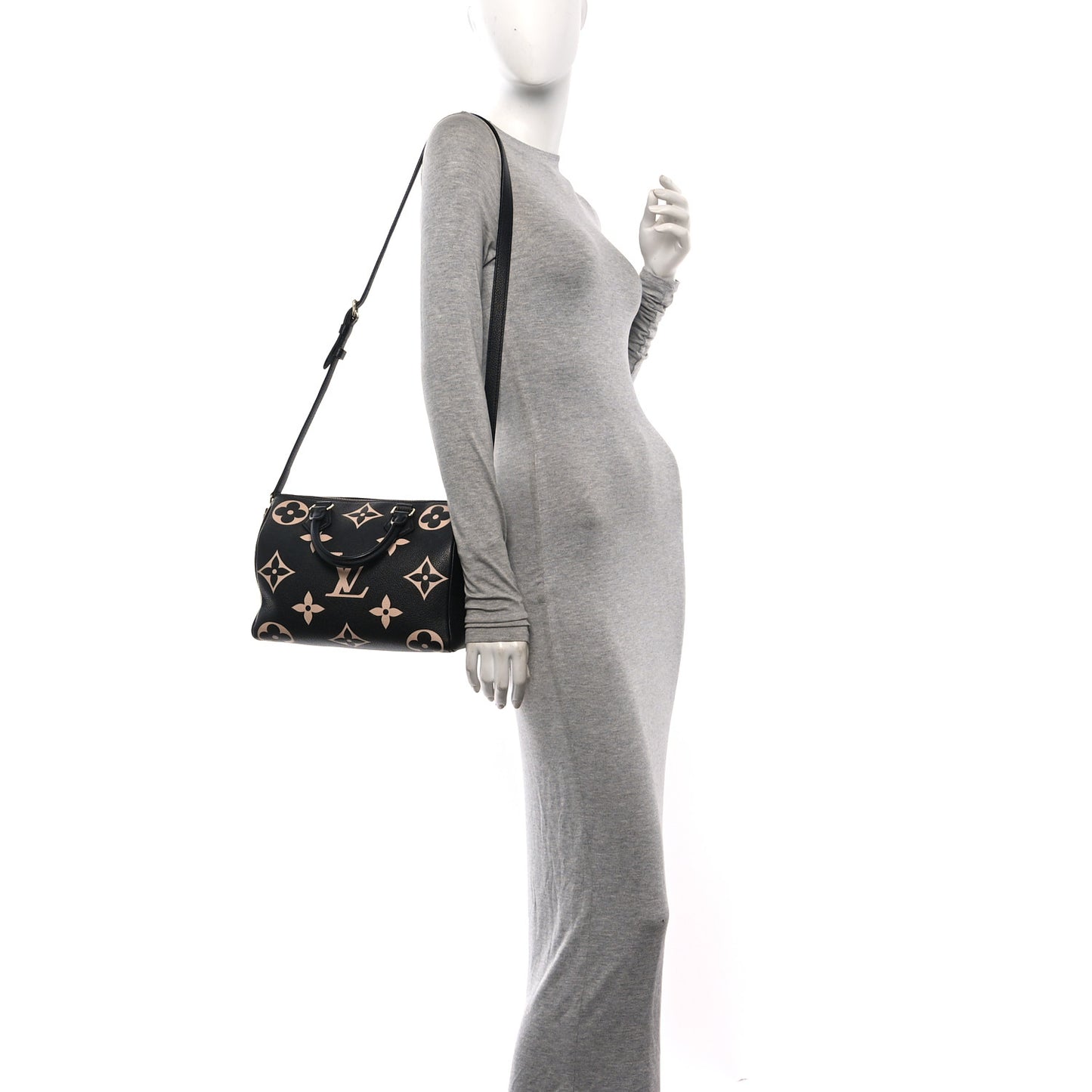 Empreinte Monogram Giant Speedy Bandouliere 25 Black Beige