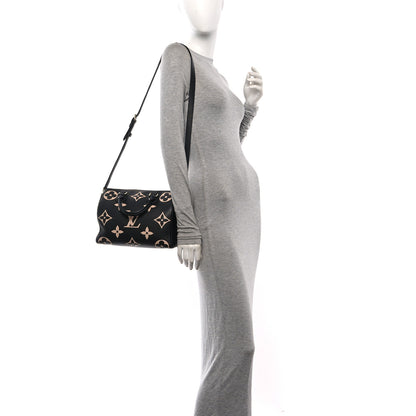 Louis Vuitton Empreinte Monogram Giant Speedy Bandouliere 25 Black Beige 2 of 12