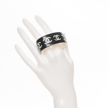 Chanel Resin CC Narrow Cuff Black White 2 of 5