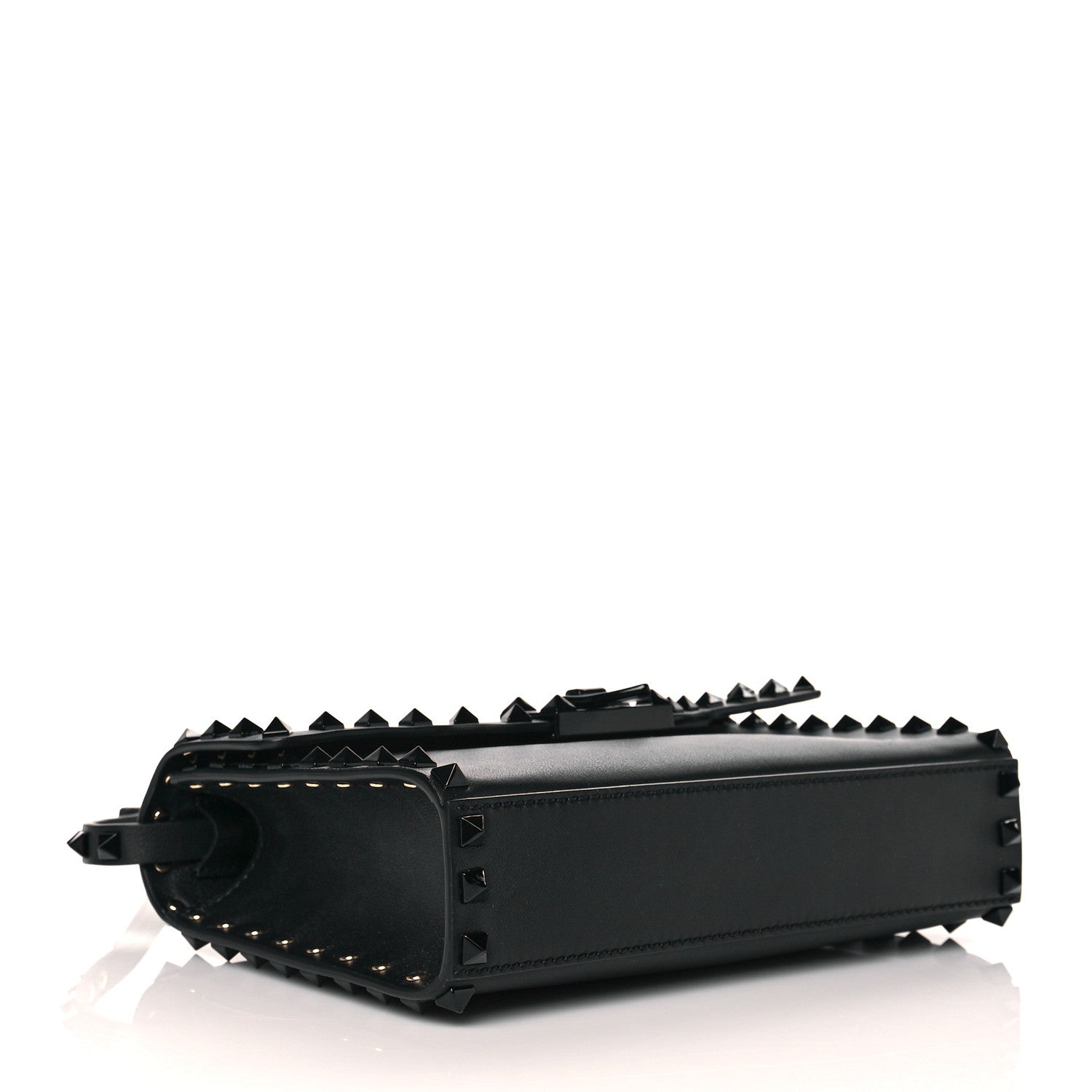 Valentino Garavani Vitello Monochrome Medium Rockstud Flip Lock Crossbody Bag Black 4 of 9