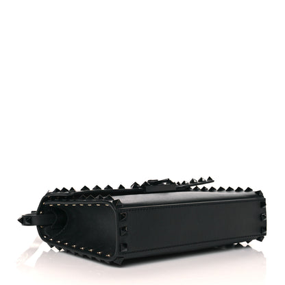 Valentino Garavani Vitello Monochrome Medium Rockstud Flip Lock Crossbody Bag Black 4 of 9