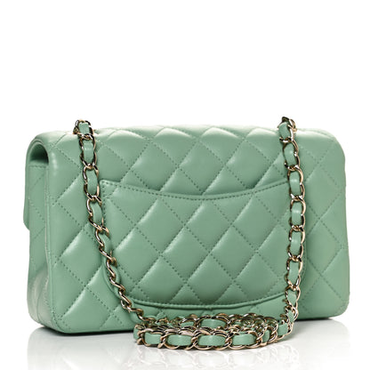 Chanel Lambskin Quilted Mini Rectangular Flap Light Green 3 of 10