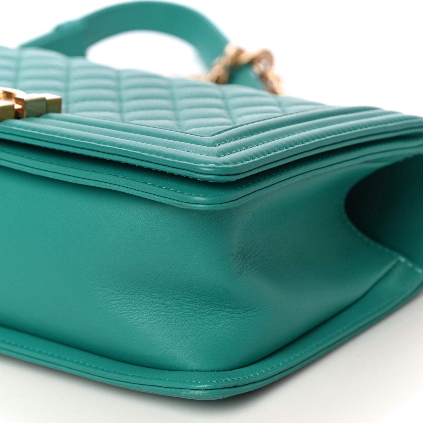 Calfskin Quilted Medium Boy Flap Turquoise