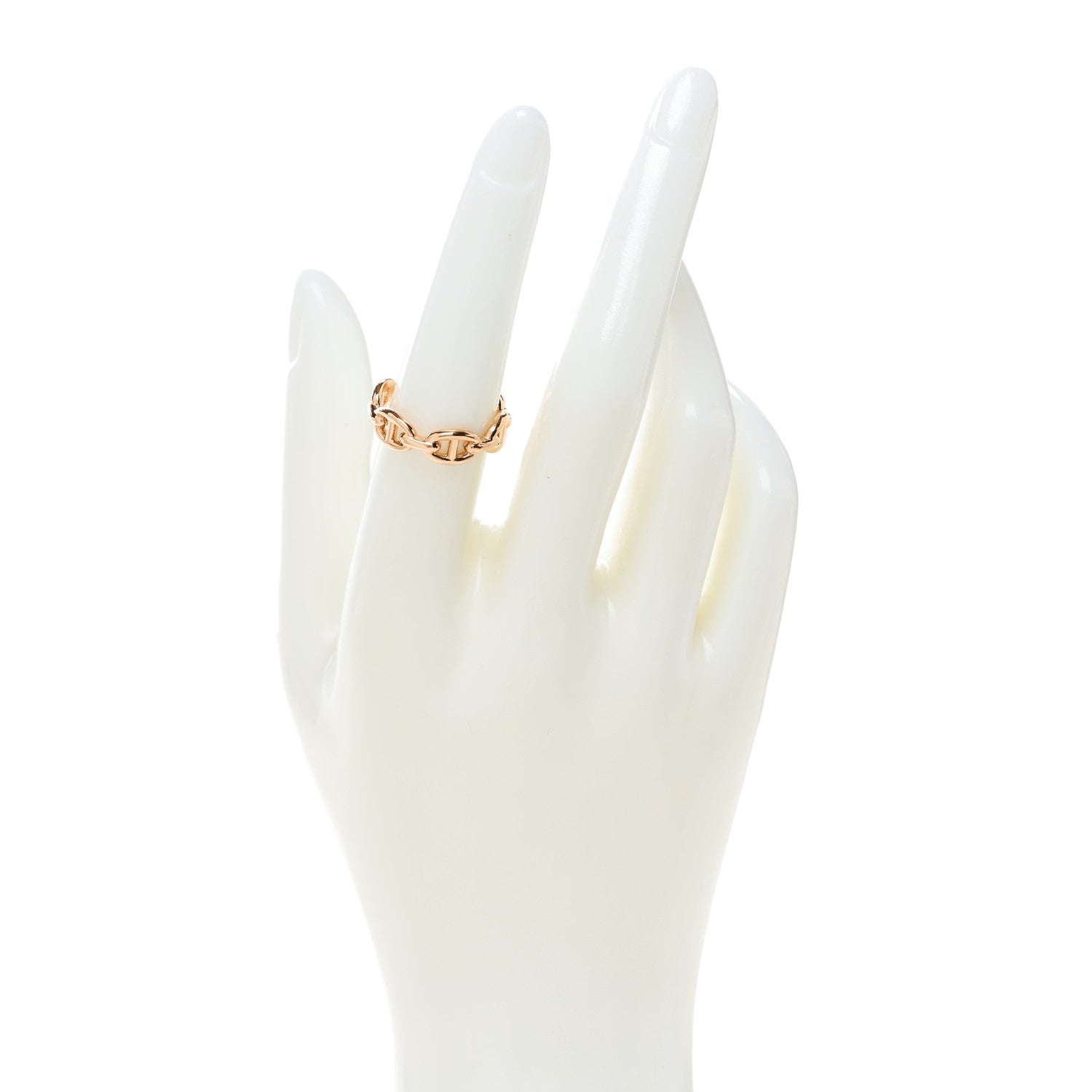 Hermes 18K Rose Gold PM Chaine d'Ancre Enchainee Ring 54 6.75 2 of 6