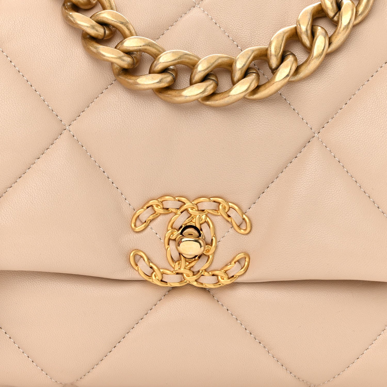 Chanel Lambskin Quilted Large Chanel 19 Flap Beige 8 of 11